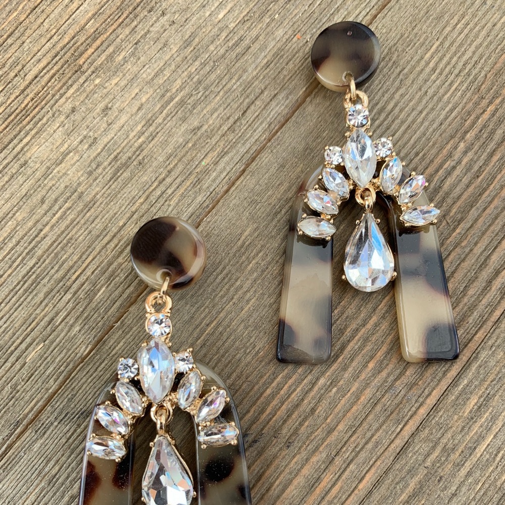 Tortoise Acrylic Chandelier Earrings